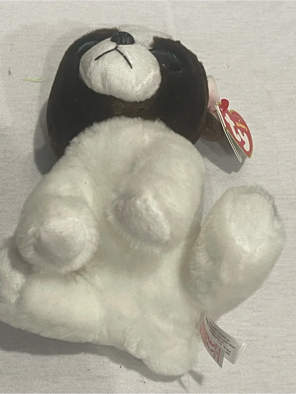 Ty Brown and White Plush Puppy with Blue Eyes